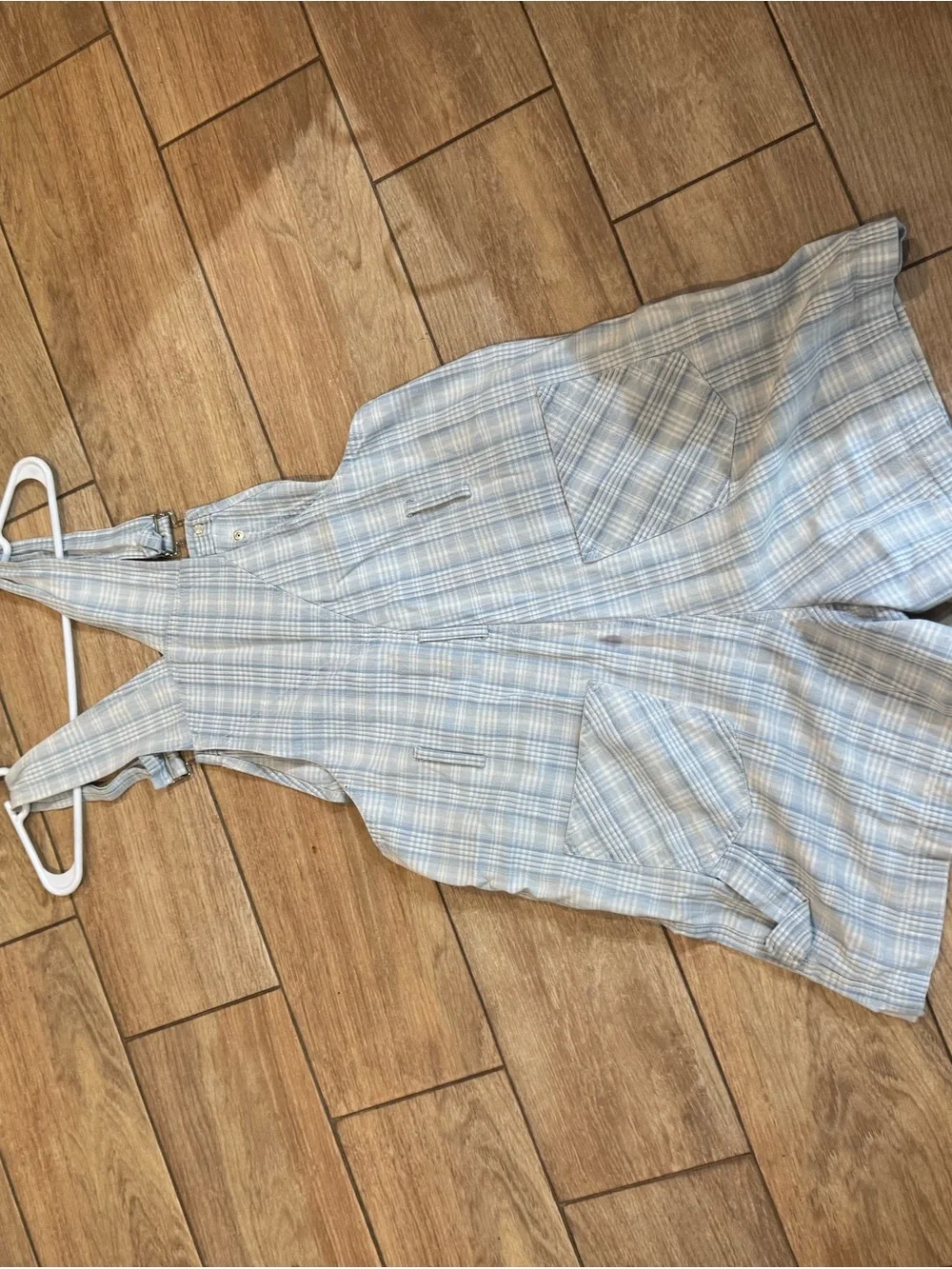 Disney Light Blue Plaid Winnie the Pooh & Tigger Short Overalls